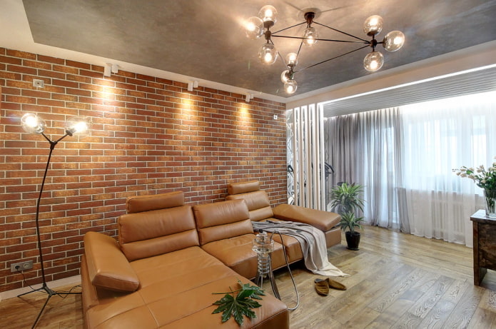 Leather sofa in the living room