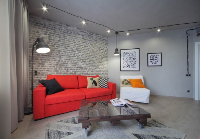 Living room with ceiling lighting