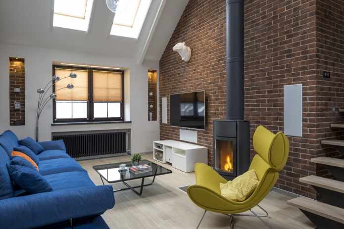 Loft in the living room of a country house