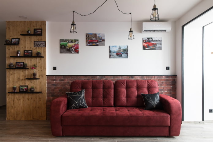 decor in the living room interior in an urban style