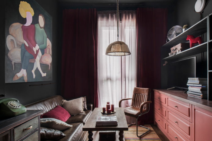 decor in the living room interior in an urban style