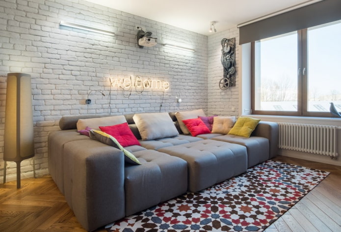 Bright textiles in the living room