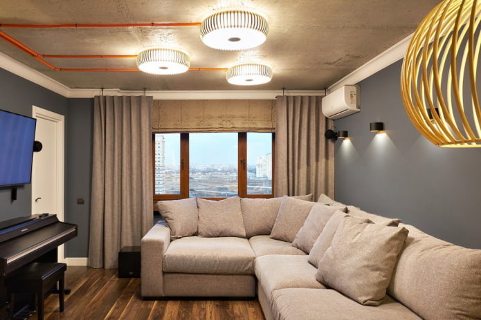 Small living room with a blue wall