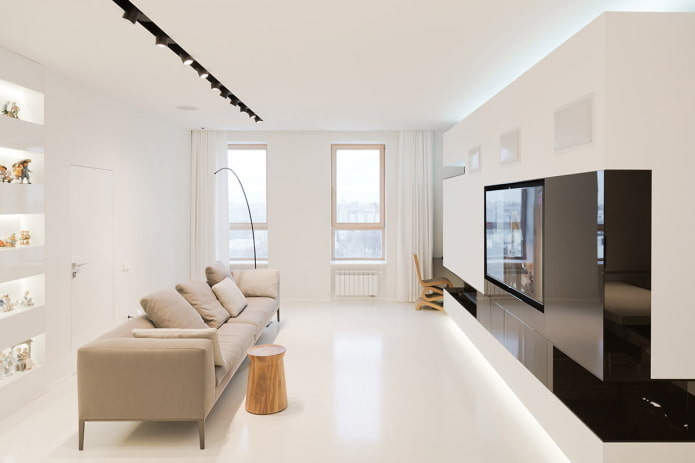 color scheme in the living room in a minimalist style