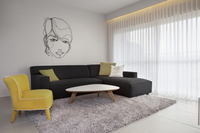 textiles in the living room in a minimalist style