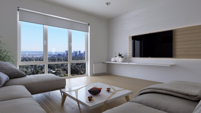 textiles in the living room in a minimalist style