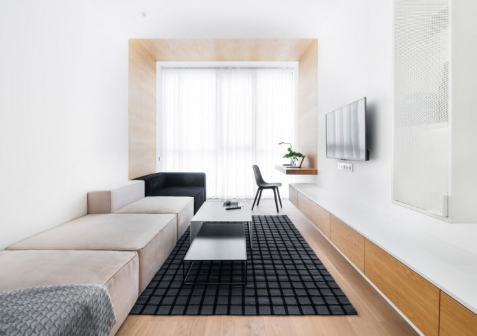 textiles in the living room in a minimalist style