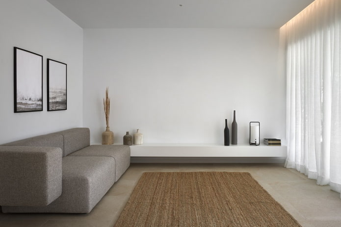 textiles in the living room in a minimalist style