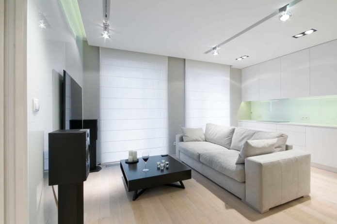 decor and lighting in the living room in a minimalist style