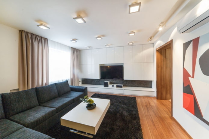 decor and lighting in the living room in a minimalist style
