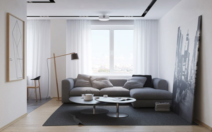 decor and lighting in the living room in a minimalist style