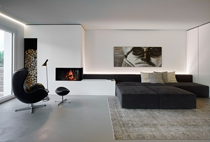 living room interior design in minimalist style