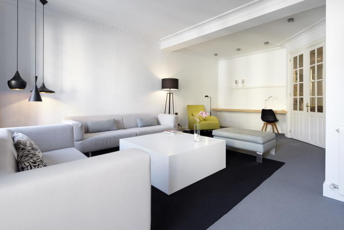 decor and lighting in the living room in a minimalist style
