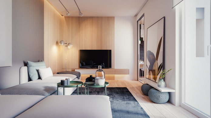 decor and lighting in the living room in a minimalist style