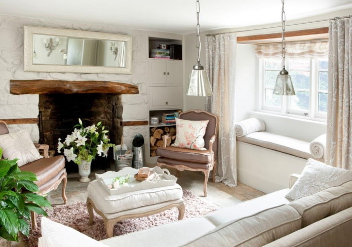 Living room with a fireplace
