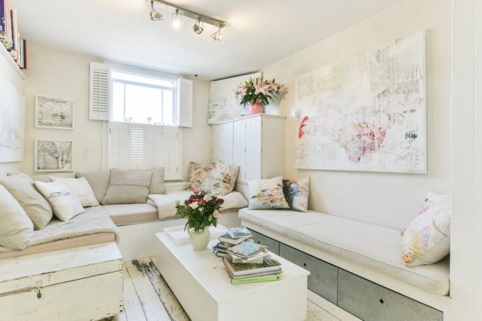 bright living room in Provence style