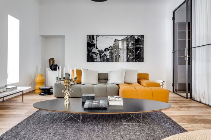 gray-yellow sofa
