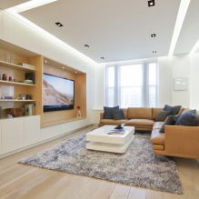 Living room design in light colors: choosing a style, color, finish, furniture and curtains-3