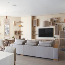Living room design in light colors: choosing a style, color, decoration, furniture and curtains-7