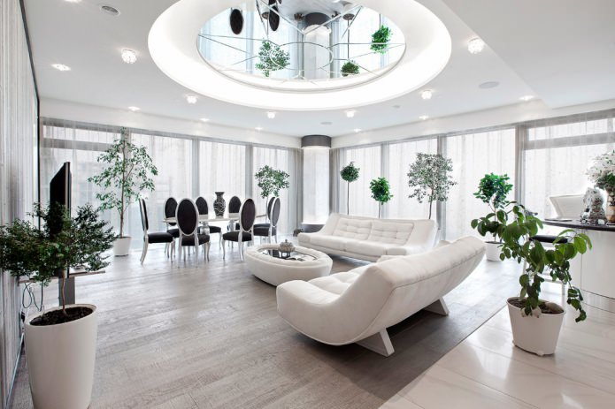 white ceiling in the hall