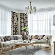 Living room design in light colors: choosing a style, color, finish, furniture and curtains-5