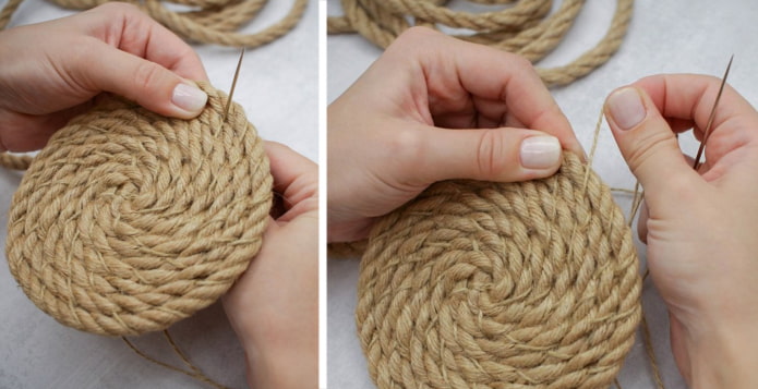 Sew a jute napkin for the kitchen
