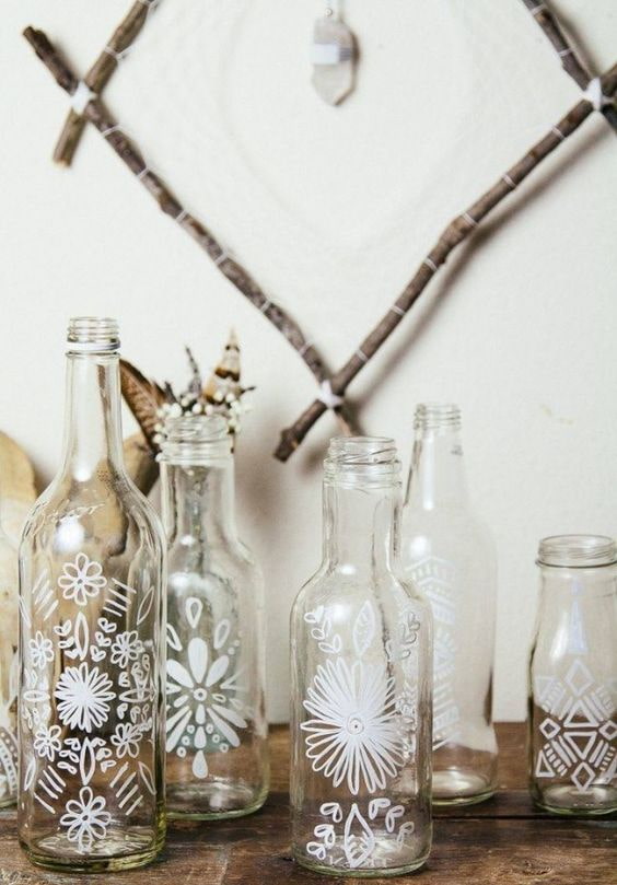 Bottles painted with a marker
