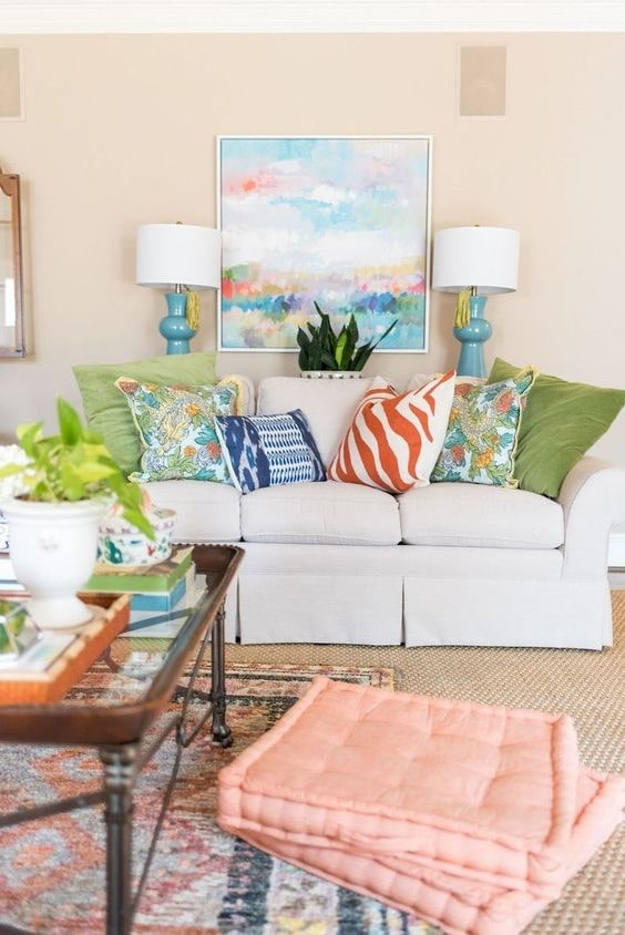 Sofa with pillows