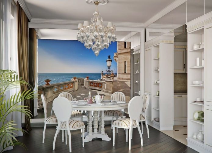 photo wallpaper in a niche
