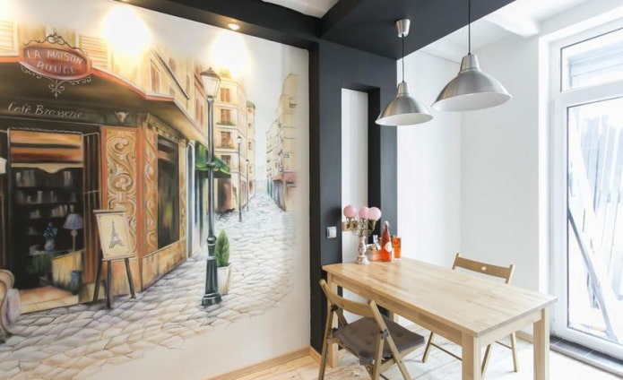combining wall painting and photo wallpaper