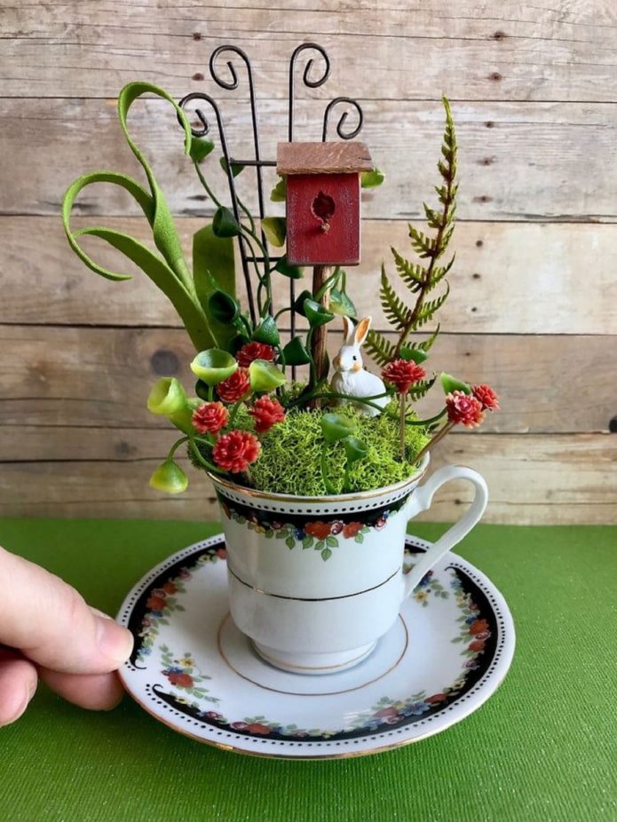 mini garden in a mug