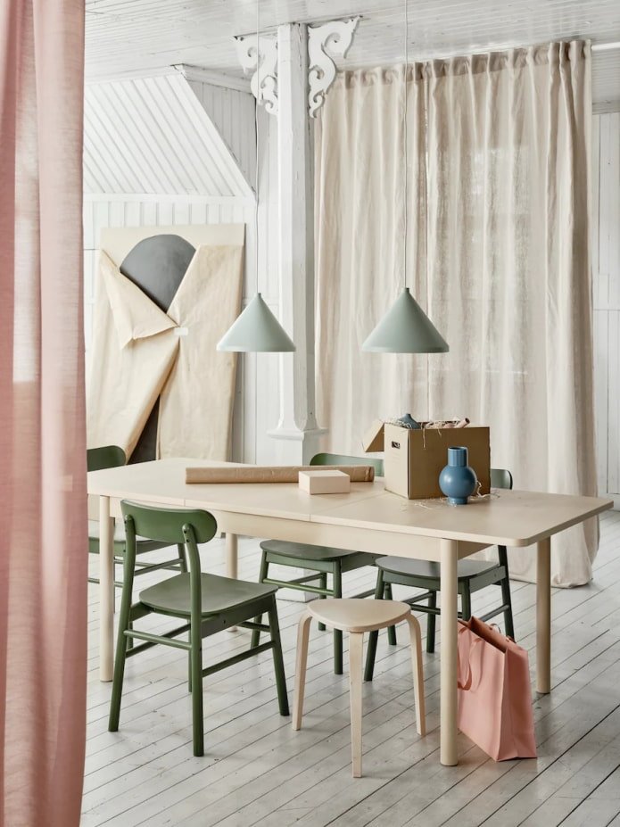 Lamps above the table