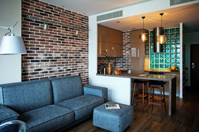 Gypsum brick tiles in the interior