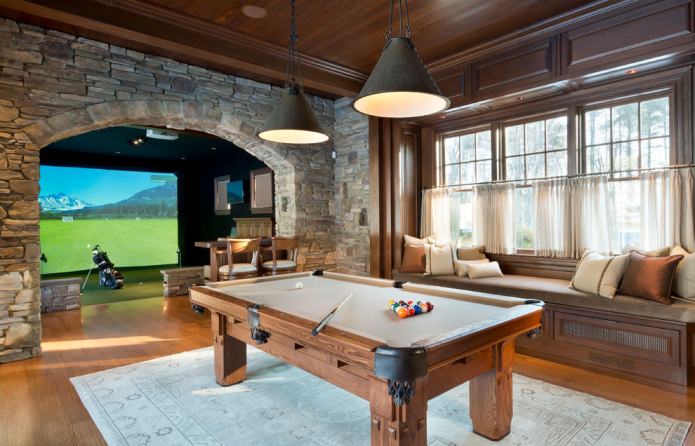interior of a billiard room in the house 