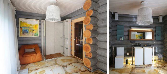 bathroom in a wooden house