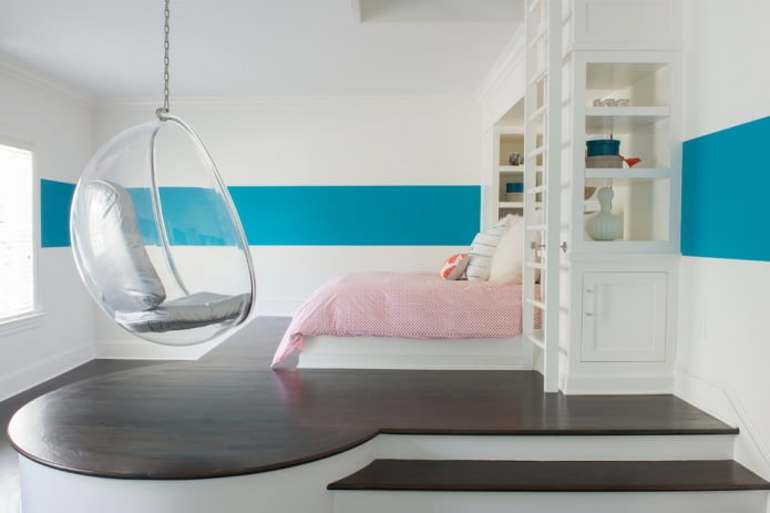 bed on a podium