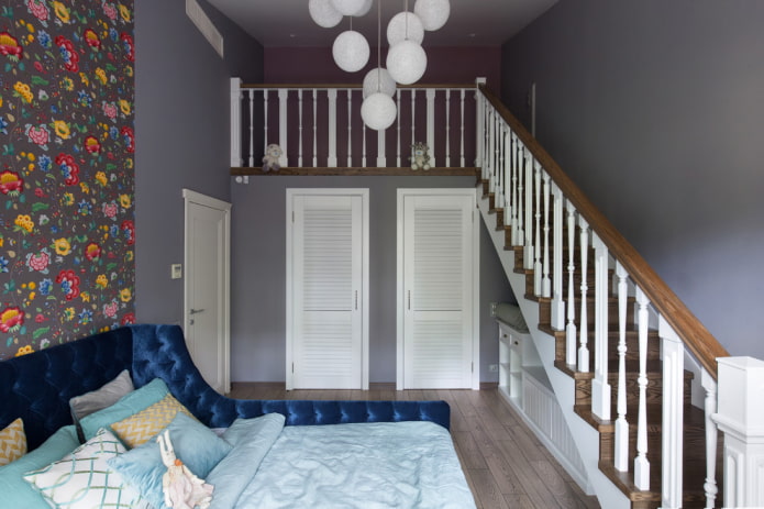 design of a dark gray children's room