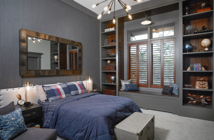 design of a dark gray children's room