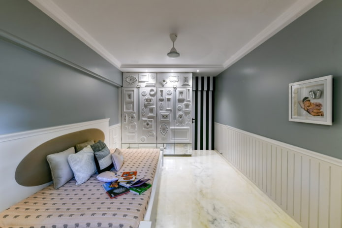 design of white and gray children's room