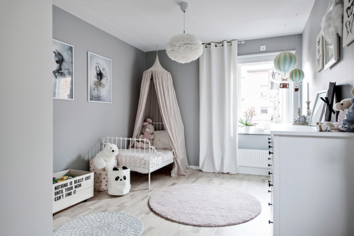 design of white and gray children's room
