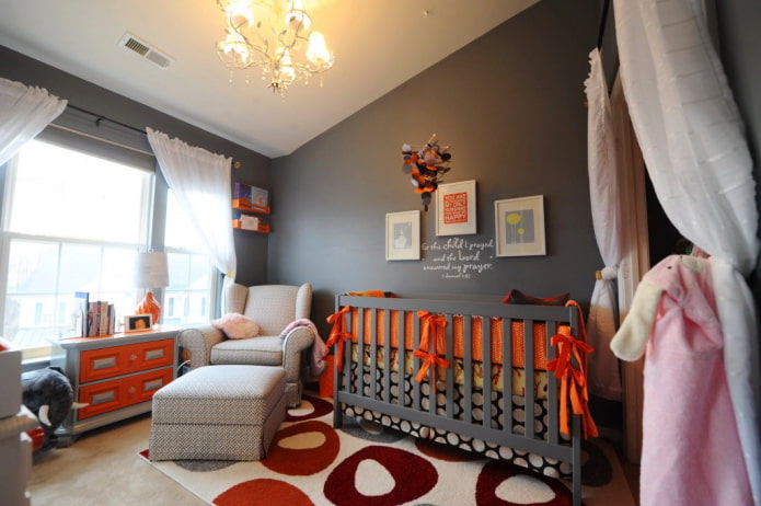 design of a dark gray children's room