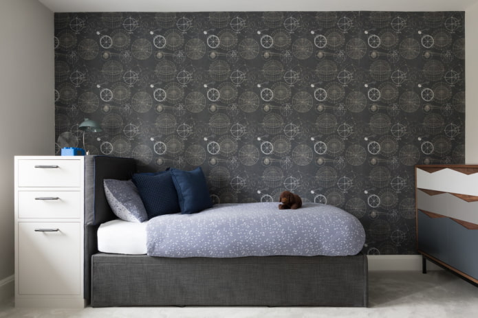 design of a dark gray children's room
