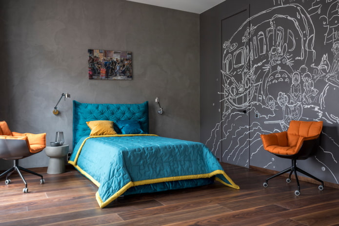 design of a dark gray children's room
