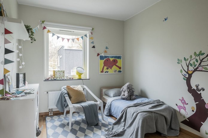 small children's room in gray