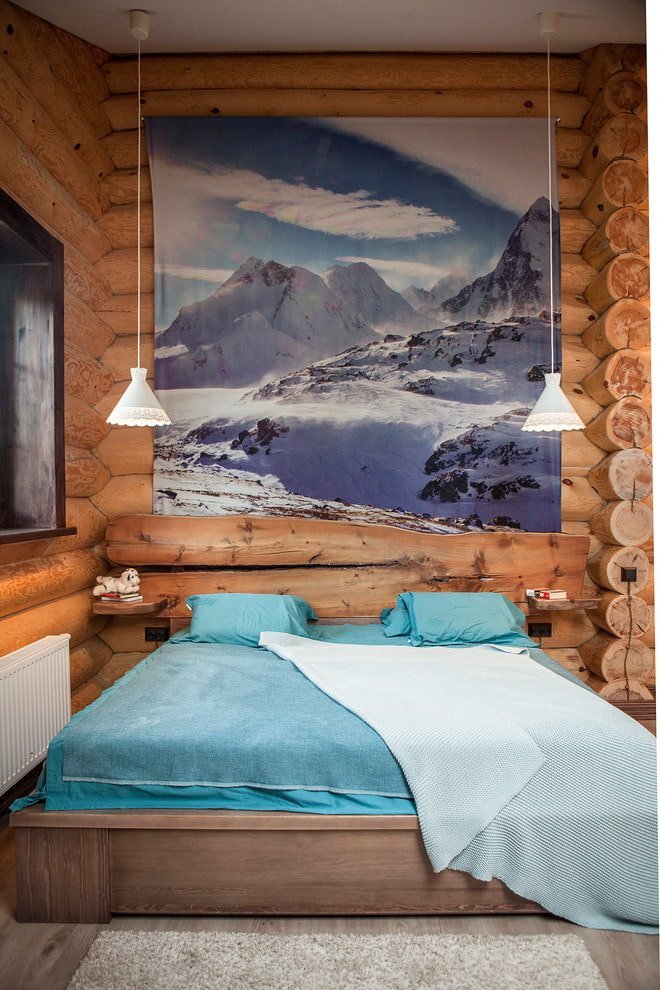 lighting in the interior of a log house