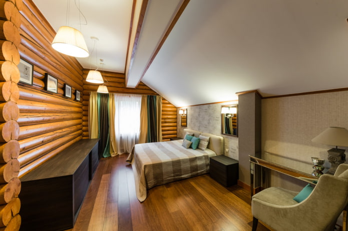 lighting in the interior of a log house