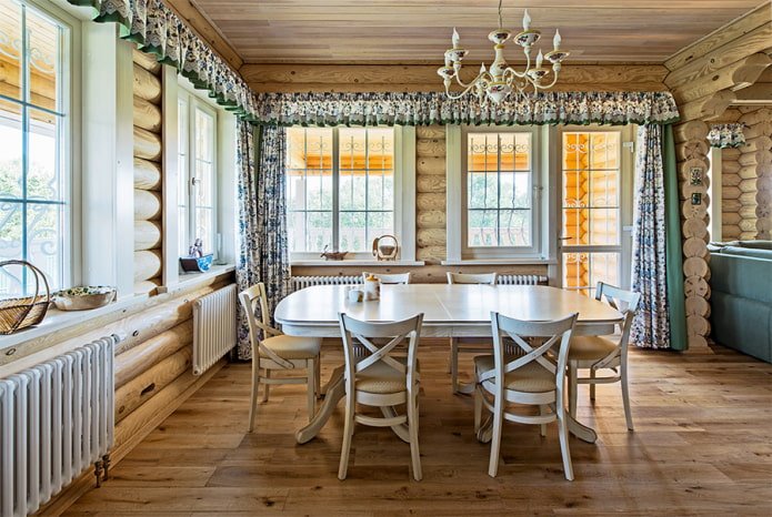 interior decoration of a log house