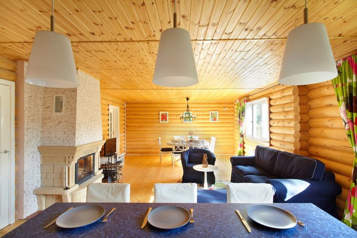 Living room in a combined kitchen