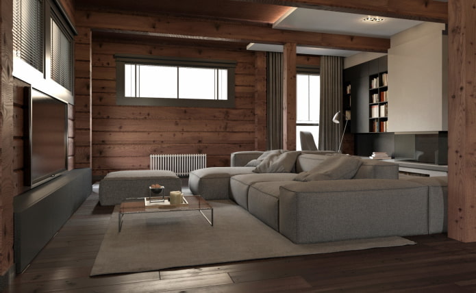 log house in a minimalist style