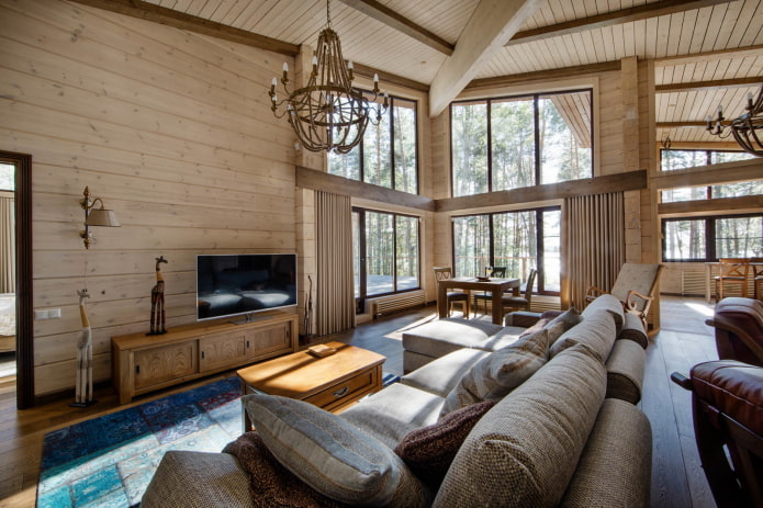 living room with panoramic windows